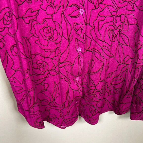 Equipment Essential Floral Button Up Shirt Size XL Violet Black Work Office - Picture 7 of 9